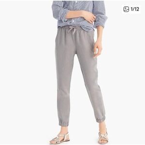 J.Crew Point Sur Seaside Joggers Pants Women's 12‎ Gray Linen Drawstring Casual